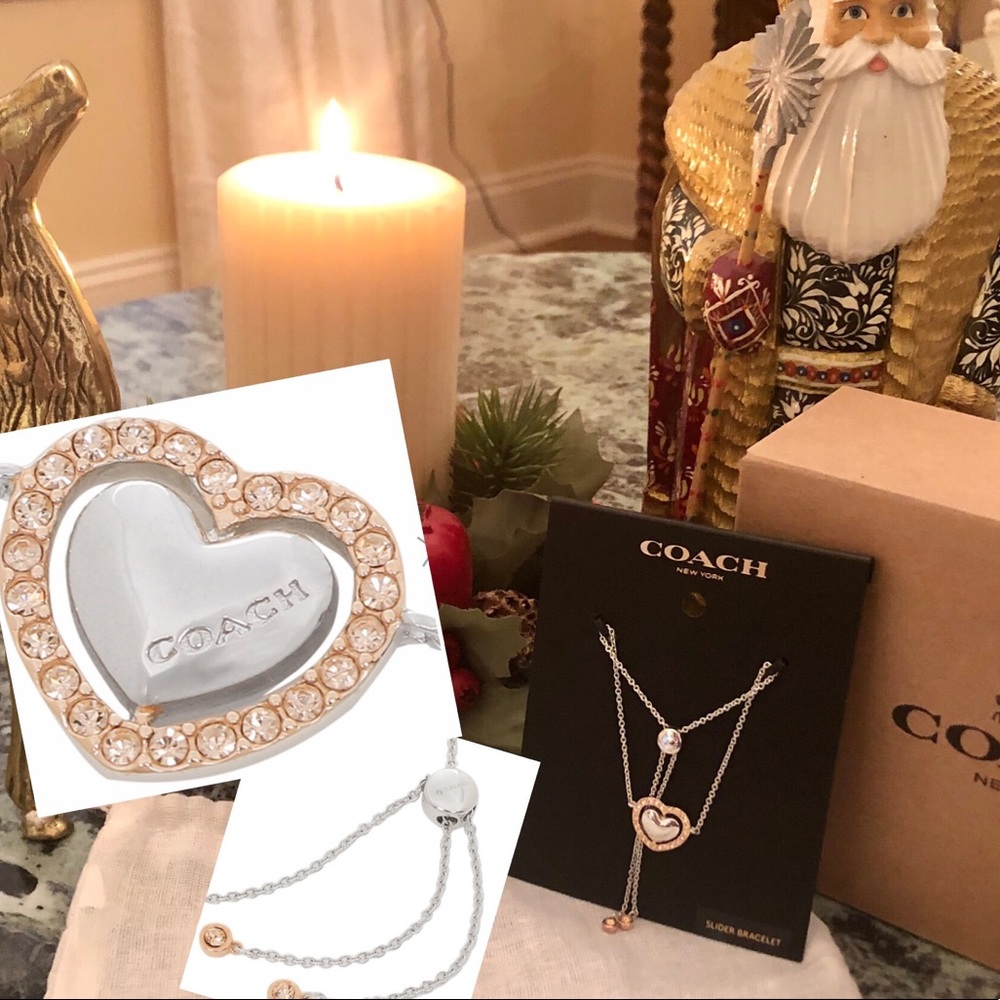 💝COACH Heart Bracelet Rose Gold/Silver Champagne - Picture 3 of 8